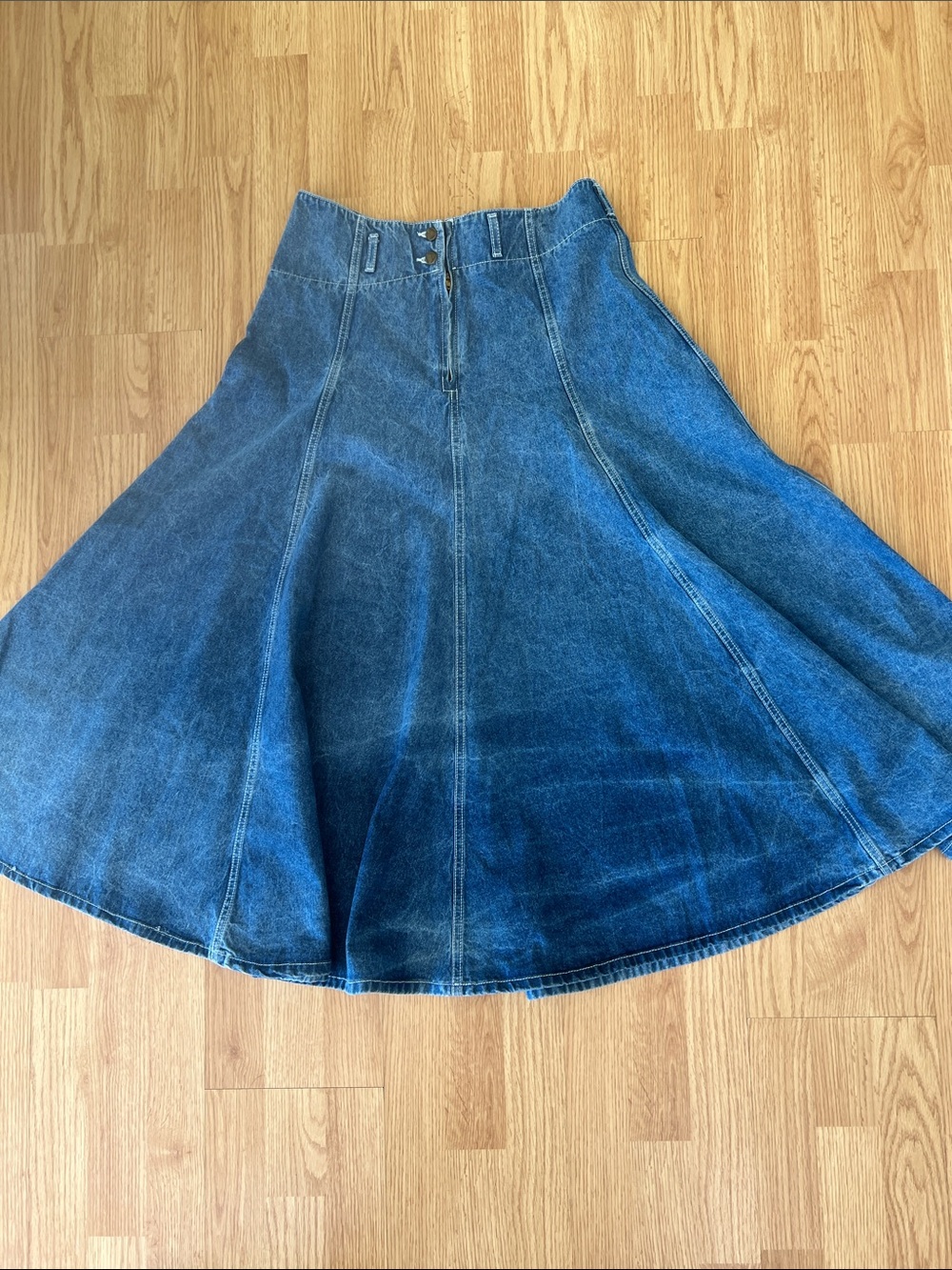 Vintage Liz-Wear Claiborne  Women's Denim Circle Maxi Skirt Sz 12 USA Made